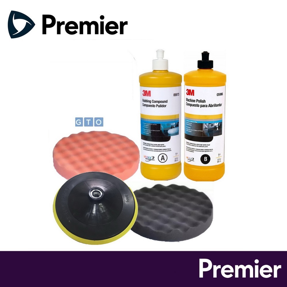 3M 05973 น้ำยาขัดหยาบ +05996 ขัดเงา 1Quart+GTO ฟองน้ำแบบรังไข่ 8