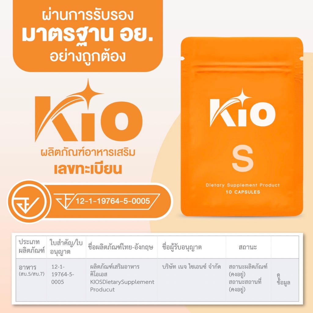 KIO S+ (บริษัทโดยตรง) ผลิตภัณฑ์อาหารเสริม Dietary Supplement Product 3 ...