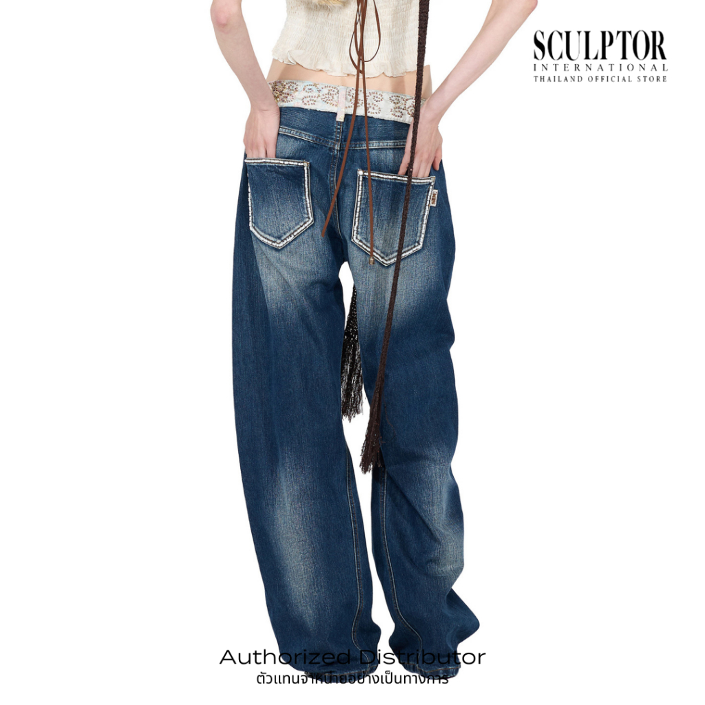 SCULPTOR® กางเกง Beaded Waist Denim Pants | Shopee Thailand SCULPTOR® กางเกง Beaded Waist Denim Pants | Shopee Thailand