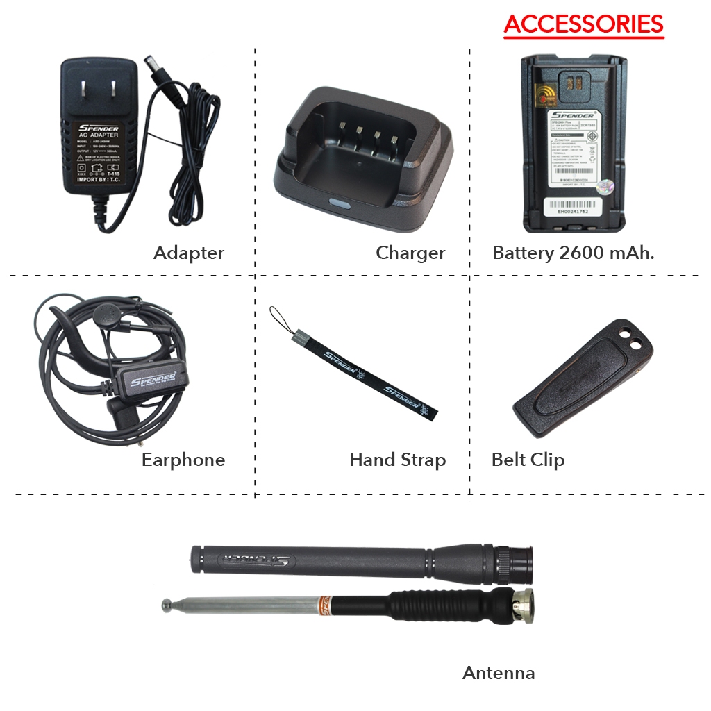 SPENDER วิทยุสื่อสาร รุ่น TC-246H Plus สีแดง กำลังส่ง 5 วัตต์ เครื่องมีทะเบียน ถูกกฎหมาย รับประกันสินค้า 2 ปี