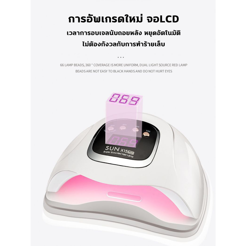 เครื่องอบเล็บ-เครื่องอบเล็บเจล-320w-64-uv-led-เครื่องอบสีเจล-เครื่องอบเจล-เครื่องทำเล็บ-โคมไฟอบเล็บอัจฉริยะ-nail-dryer