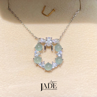 ❄️สร้อยพร้อมจี้หยกพม่า Icy Light Blue Jadeite Type A เนื้อเเก้ว ใสกิ๊งค์❄️ ตัวเรือน: เงิน92.5%ปราศจากนิกเกิ้ลชุบทองคำขาว
