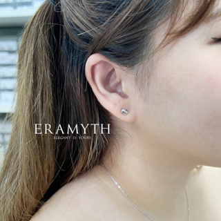 Eramyth jewelry: ต่างหู ดีไซน์ หัวใจ ฝังเพชรสวิสCZ (Silver 925) รัหส PA-0759-R01 พร้อมส่ง