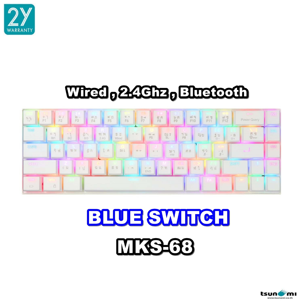 คีย์บอร์ดเกมมิ่ง Tsunami MK-68 / MKS-68 Low-Proflie ขนาด 60% 68 Keys ...