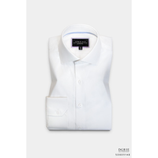 Cotton Thick Twill White S/H Button Spread Collar premium Shirt - เสื้อเชิ้ตพรีเมี่ยมคอตตอนลายทวิวสีขาว