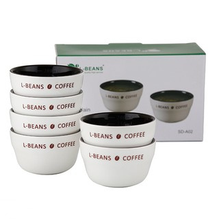 ถ้วยคัปปิ้งกาแฟด้านในสีดำ L-Bean 150-200ml เซต 6 ใบ
