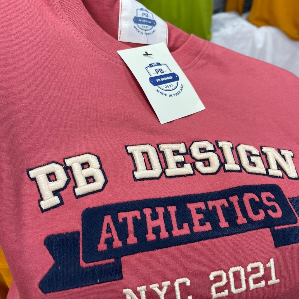 !สินค้าขายดี! PB Design เสื้อยืดแขนสั้น ปักอก ผ้าคอตตอนใส่สบาย ใส่ได้ ...