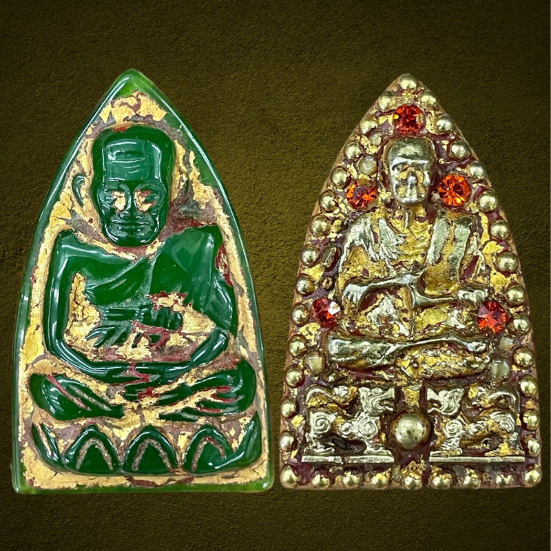 หลวงปู่ทวด-หลังประดับพลอย-เนื้อหยกเขียว-กรุวัดพระแก้ว-กรุวังหน้า-amulet