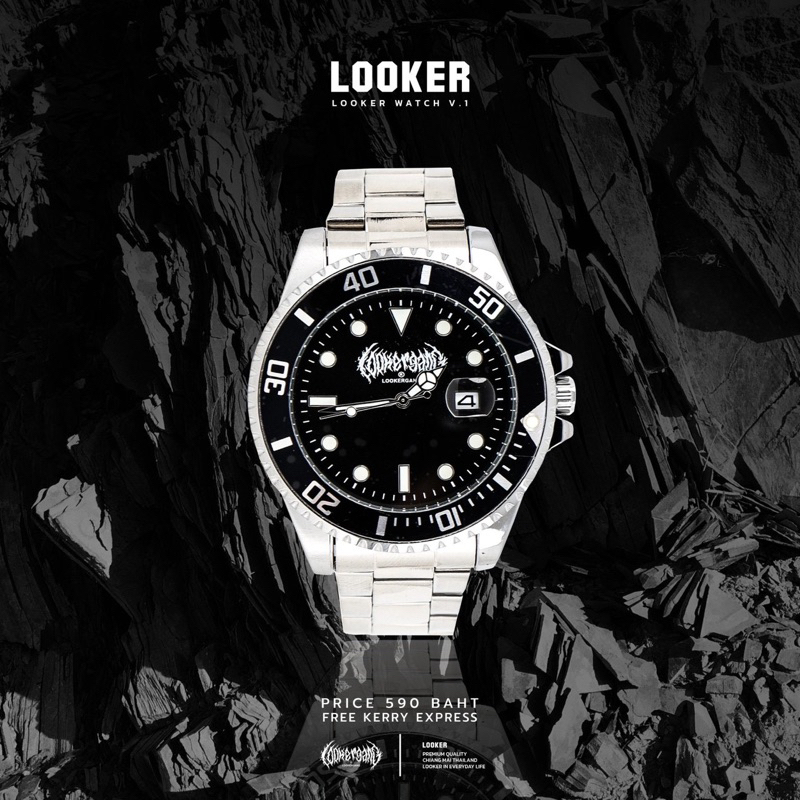 looker-นาฬิกาสีเงินหน้าปัดดำสุดหรู-โลโก้-looker-9-clothing