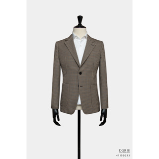 Classic brown Gunclub Check 2 Button Unlined Patch pocket Wool Jacket - แจ็คเก็ตสูทสีน้ำตาลลายตาราง