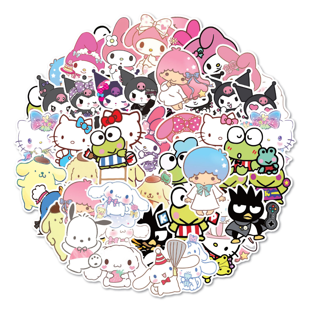 พร้อมส่ง-sanrio-my-melody-kitty-anime-ผสม-sticker-มาย-เมโลดี้-สติกเกอร์กันน้ำรูปแบบที่แตกต่างกัน-50-100ชิ้น