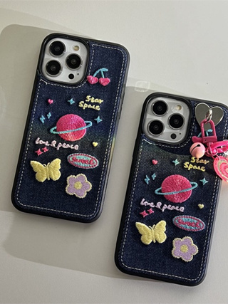 เคส สำหรับ ไอโฟน เคสซิลิโคน สินค้าพร้อมส่งจากไทย สำหรับ Iphone 14 13 12 11 Pro max งานปักดาวผีเสื้อ TPU-R1831 ตัวห้อยหัว