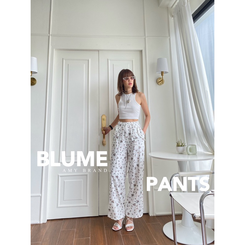 blume-pants-กางเกงขายาว-เอวสูง-ลูกฟูก-พิมพ์-ลายดอกไม้-y2k