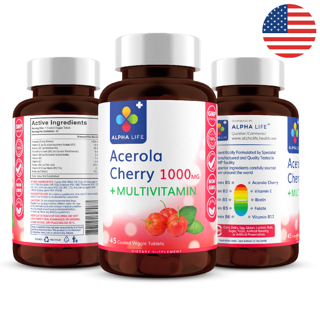ALPHA LIFE วิตามินซี 1000 mg Acerola Cherry + วิตามินรวม vitamin c อะเซ ...