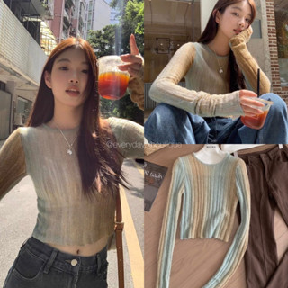 OMBRE KNIT TOP🫧(450฿ฟรีส่ง) เสื้อไหมพรม คอกลม แขนยาว ผ้าร่อง โทนสีพาสเทล ผสมเฉดสีได้น่ารักลงตัวมากค่ะ wg.we