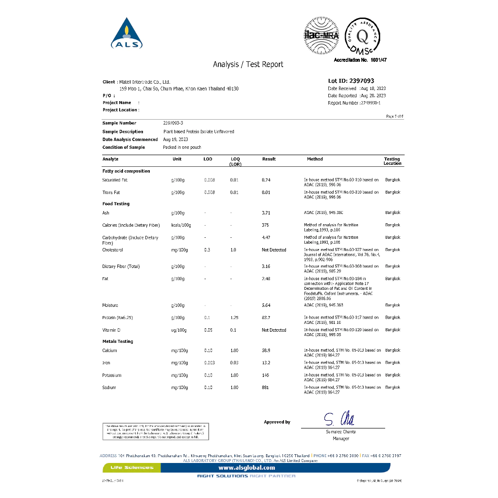 MATELL Plant-Based Protein Isolate แพลนต์เบสด์ ไอโซเลท