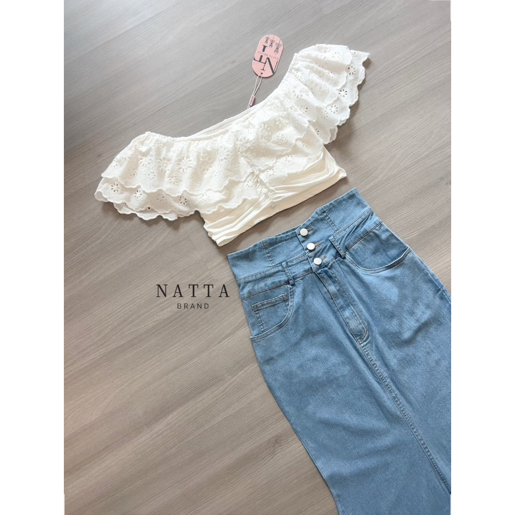 natta-เซ็ตเสื้อปาดไหล่สีขาว-รบกวนเช็คสต๊อกก่อนกดสั่งซื้อ