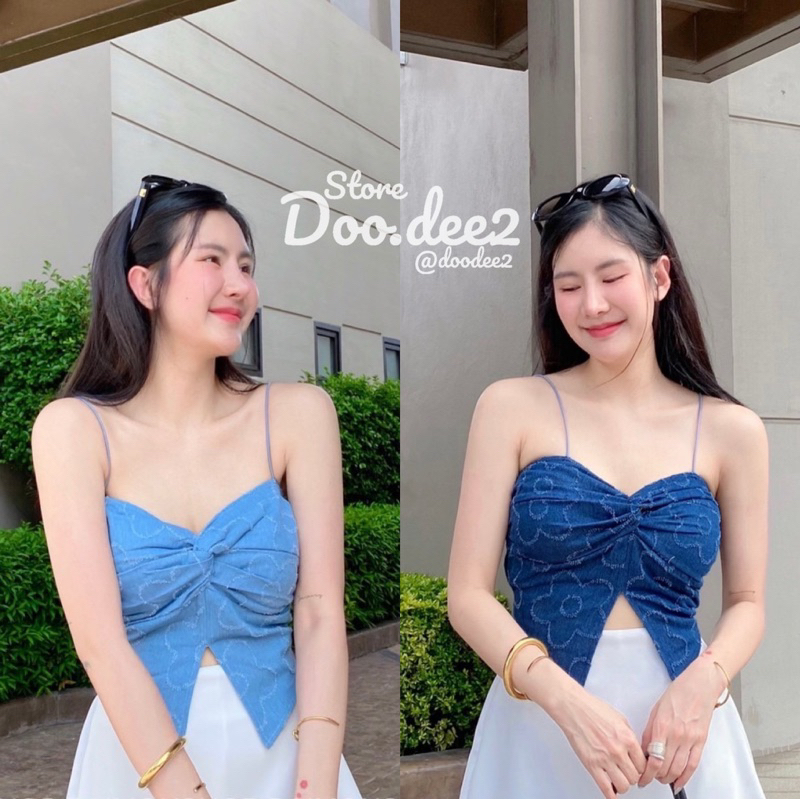 doodee2-เสื้อสายเดี่ยวสายสปาเก็ตตี้-ผ้ายีนส์-ด้านหลังเป็นสม็อค