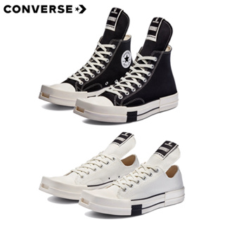 Converse x Rickowens ชื่อร่วม รองเท้าส้นสูงสีดำ สีขาว ต่ำ แก๊งค์ รองเท้าผ้าใบ