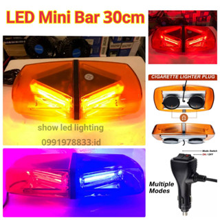 ไฟไซเรนติดหลังคา Mini bar แคบซูล 30cm SIREN  ไฟ LED ใช้ไฟ 12-24V ไฟฉุกเฉิน ไฟกู้ชีพ กู้ชีพ ฐานยึดแม่เหล็ก