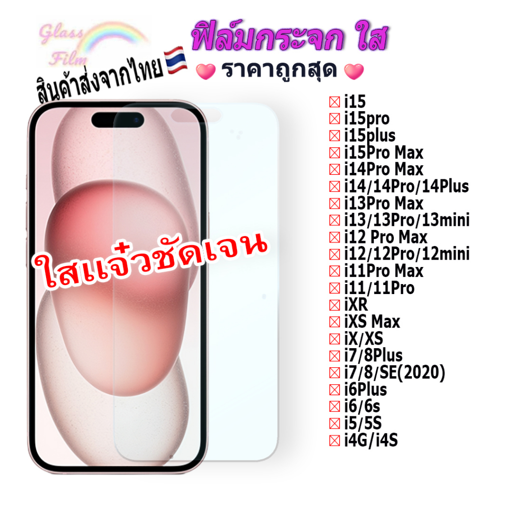 ภาพหน้าปกสินค้าฟิล์ม ฟิล์มกระจกใสสำหรับi15Pro Max i15plus i15pro i15 i14Pro Max i14Pro i14Plus i14 i13Pro Max i13/i13Pro i13mini i12Pro จากร้าน ps3601 บน Shopee