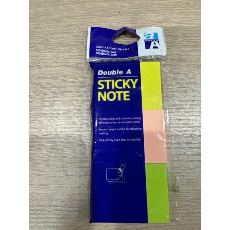 กระดาษโน้ต Double A STICKY NOTE แพ็ค คละสี 3 อัน | Shopee Thailand