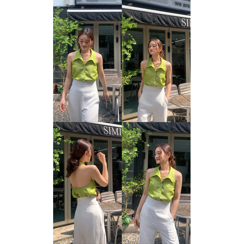 Charlotte irony | Silk Halter Neck Top