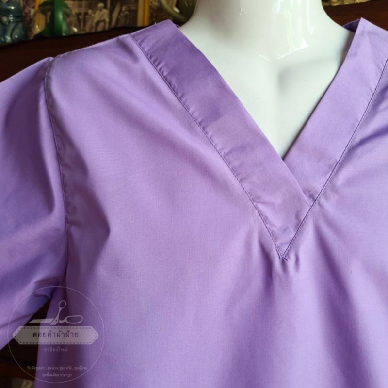 เสื้อสครับ-คอวี-เกรดผ้าคอตตอนโทเร210-ไซซ์m-ผลิตโดยร้าน-ดอยคำผ้าฝ้ายเชียงใหม่