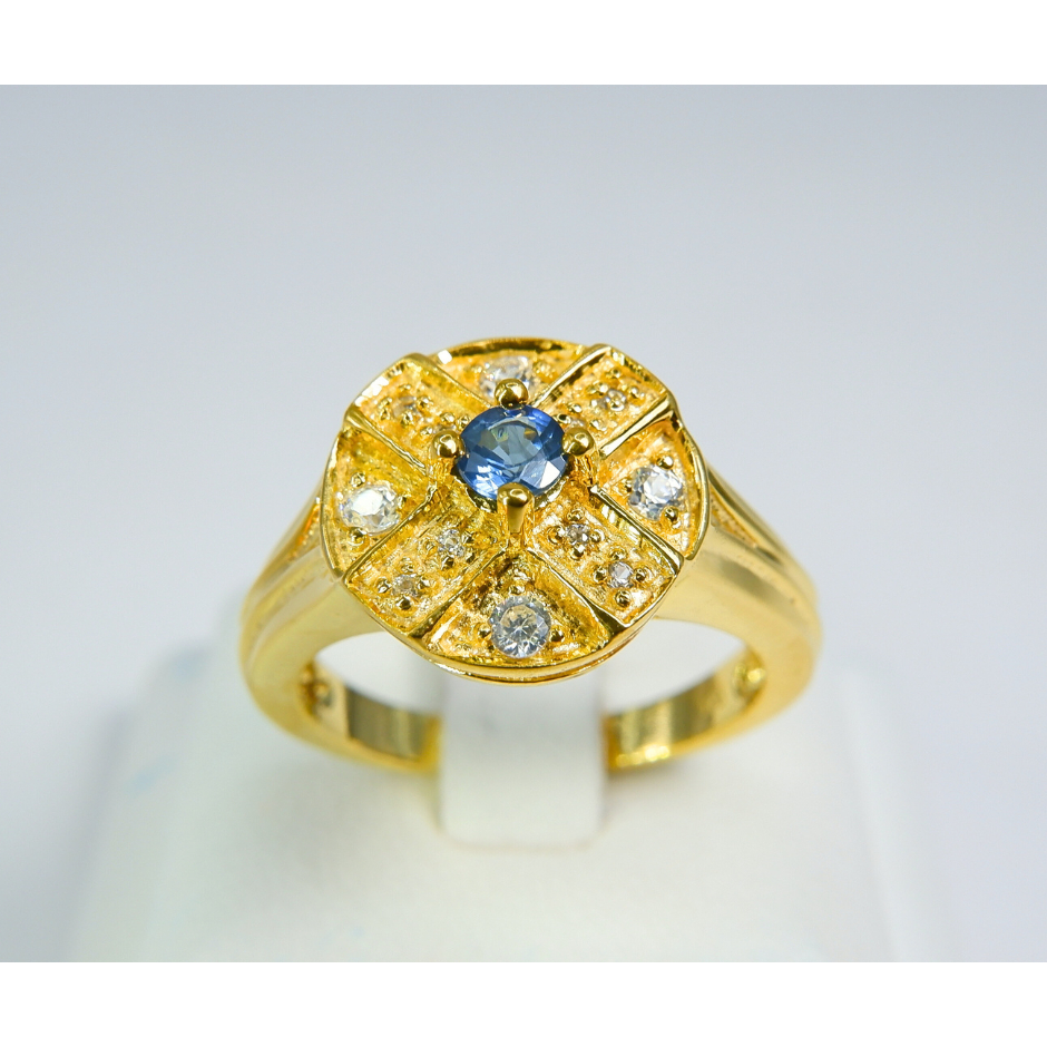 BJ jewelry แหวนเงินแท้ 925 ฝังพลอยไพลิน กาญจนบุรี (Kanchanaburi Zircon