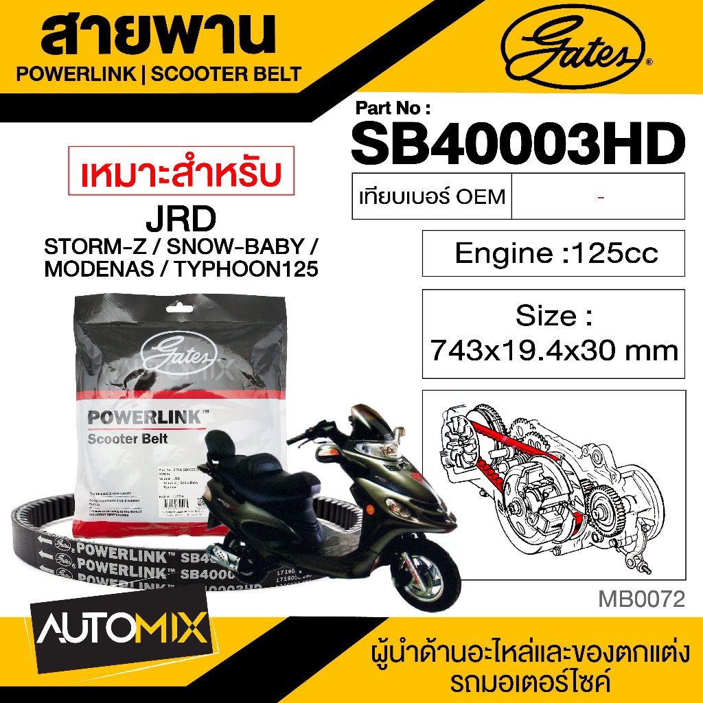 สายพาน-jrd-storm-z-snow-baby-typhoon-125cc-powerlink-scooter-belt-สายพานมอเตอร์ไซค์-อะไหล่มอไซค์-อะไหล่แต่งมอเตอร์ไซค์