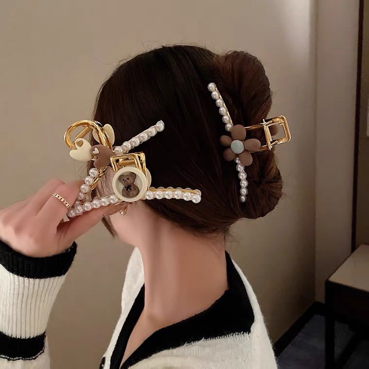 กิ๊บหนีบผม กิ๊บติดผมไข่มุก แฟชั่นเกาหลี สีโกลด์ Elegant Korean fashion ...