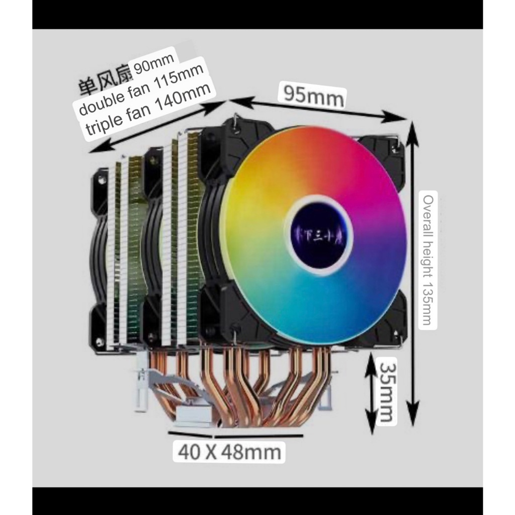 ซิ้งค์พัดลมCPU6ท่อArgbของใหม่เย็นเงียบไฟสวยIntel1200/1700/ 2011/X79/X99 ...