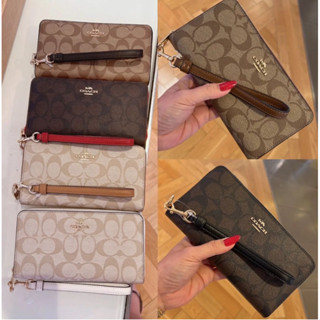 COACH Long Zip Around Wallet In Signature Canvas Style No. C4452 ซิปรอบใบยาว