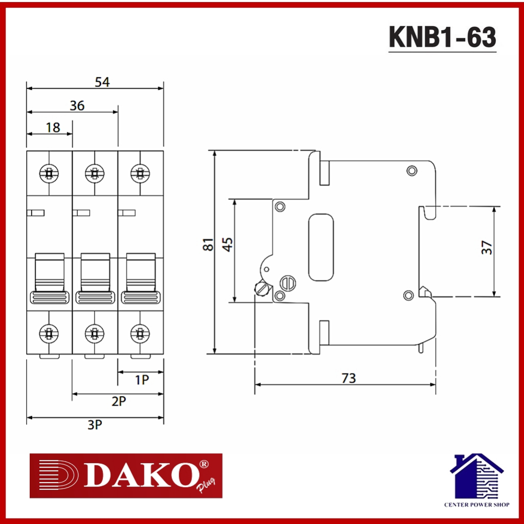 DAKO เบรกเกอร์ 6kA เซอร์กิตลูกย่อย 1P, 2P, 3P เบรคเกอร์ เบรกเกอร์ KNB1 ...