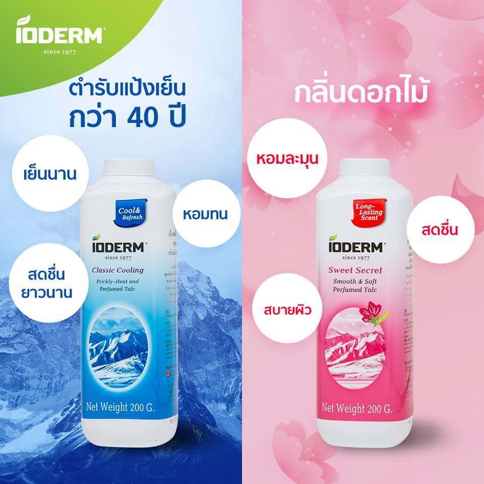 (1แถม1 คละสูตร) Ioderm Cooling Powder 200g แป้งเย็น ไอโอเดิมร์ 200กรัม ...
