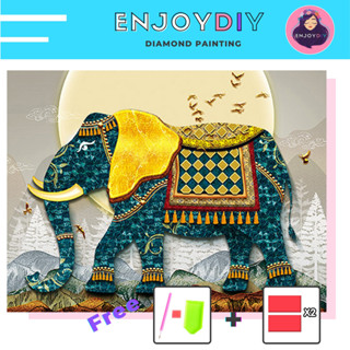 ภาพครอสติสคริสตัล ลายช้างศึก 5d diy diamond painting แบบเม็ด ติดเต็ม เม็ดกลม พร้อมส่งจากไทย EnjoyDIY มีประกัน