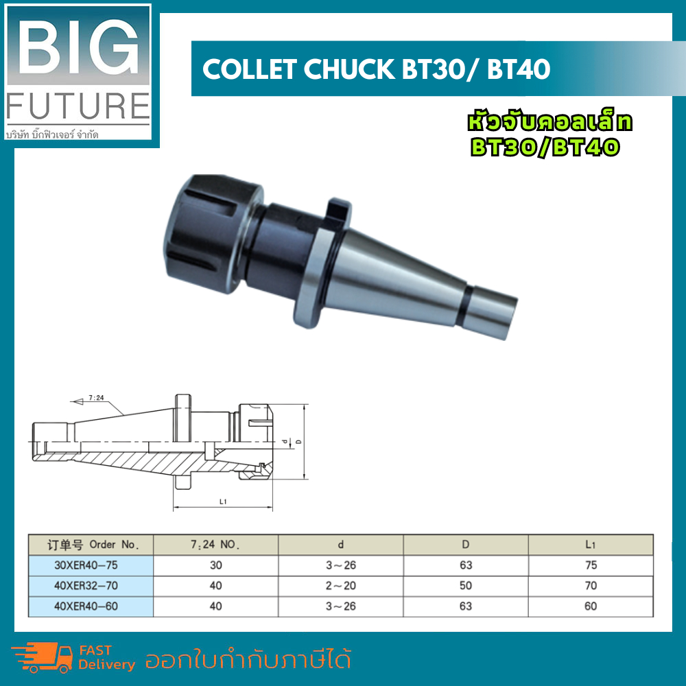 collet-chuck-หัวจับคอลเล็ท-nt30-nt40-งานกลึง-งานมิลลิ่ง-เครื่องมือช่าง-bigfuture