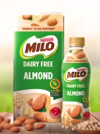 ไมโลอัลมอน UHT 1 ลิตร นมจากพืช จาก อัลมอน low fat ขนาด 1 ลิตร นมจากพืช NESTLÉ MILO® DAIRY FREE ALMOND UHT 1L