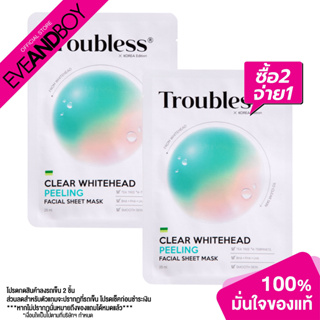 TROUBLESS - Clear Whitehead Peeling Facial Sheet Mask (25 ml.) มาส์กหน้า