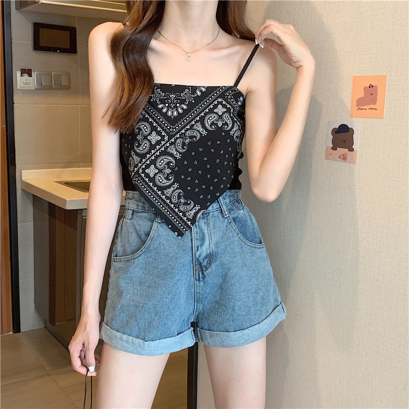 LunaBra เสื้อครอป เสื้อสายเดี่ยว ลายผ้าเช็ดหน้า น่ารักใสๆ มีฟองน้ำ ...