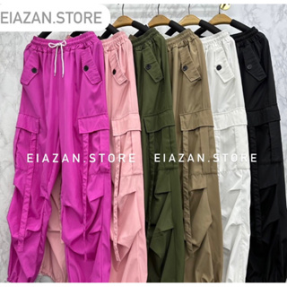 🚨 2108 กางเกงขายาวมีกระเป๋า ‼️ ผ้าร่ม แฟชั่นเกาหลี
