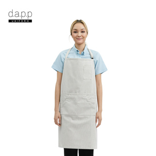 dapp Uniform ผ้ากันเปื้อน เต็มตัว ลายริ้ว Chelsea Stripe Bib Apron สีขาว(APNW1006)