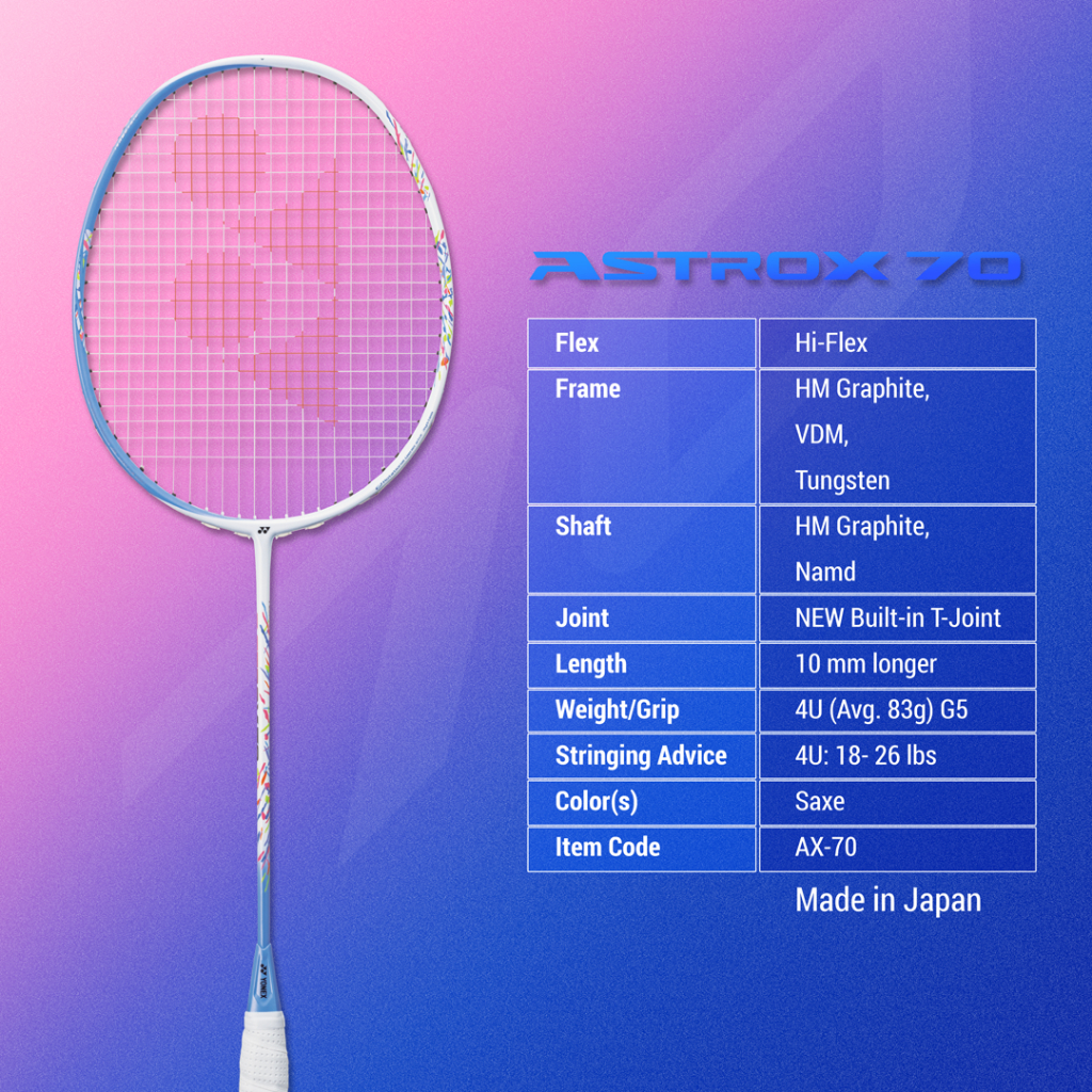 ไม้แบด YONEX ASTROX 70 ฟรีเอ็น กริป ซอง ประกัน 90 วันจาก yonex Thailand ...