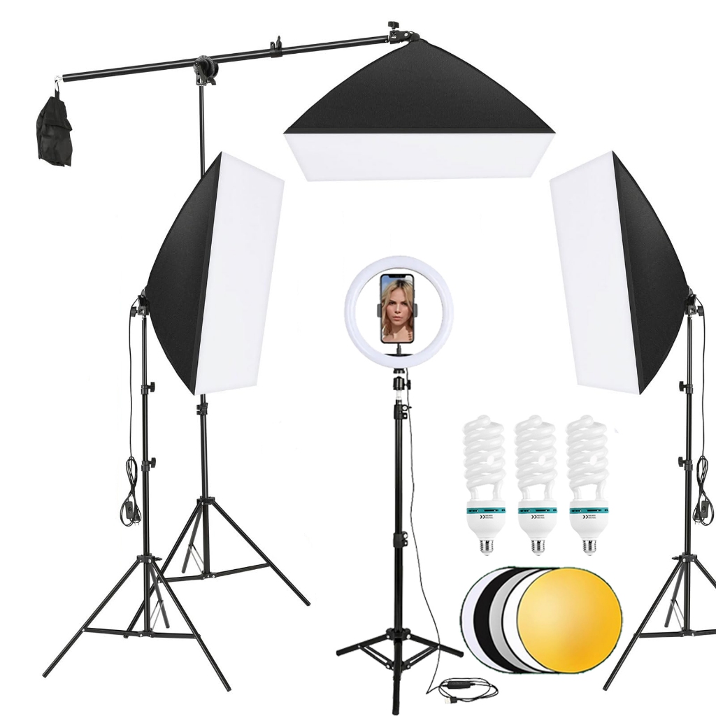 Ring Light 135W ไฟถ่ายรูป ไฟไลฟ์สด ไฟสตูดิโอ 50x70cm Softbox & Boom Arm