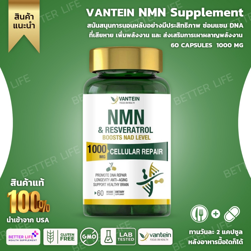 vantein NMN Supplement, 1000MG (60 Vegan Capsules) NMN Nicotinamide