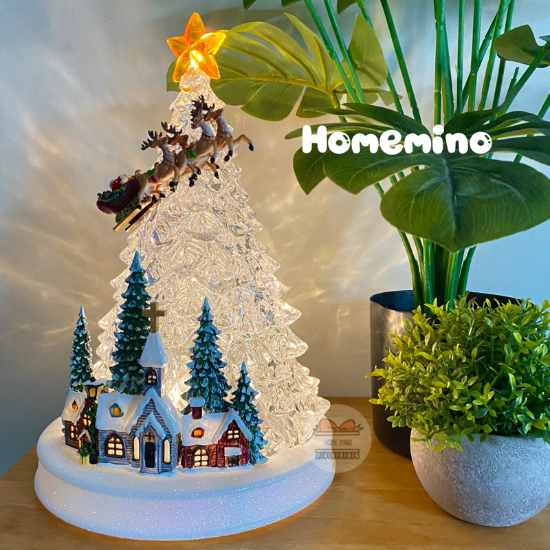 🌈 พร้อมส่ง 🎄 Christmas Tree Crystal Light Music Box กล่องดนตรีต้น