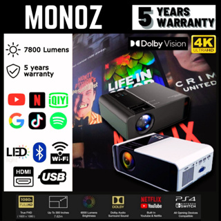 ราคาและรีวิว🔥ขายใหญ่🔥 MONOZ [Projecter G86] 6000 Lumens Android Mini Projector โปรเจคเตอร์ HD WIFI LCD LED Projector โฮมเธียเตอร์