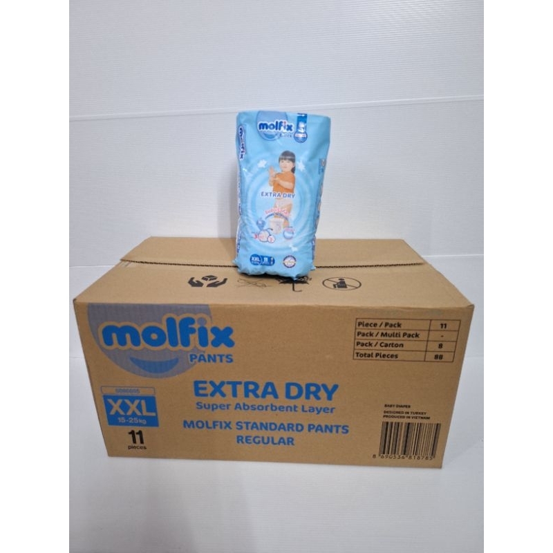 Molfix Extradry โมลฟิกซ์ ยกลัง8ห่อ!!! โมลฟิกซ์ แพมเพิสแบบกางเกง -ห่อสี ...