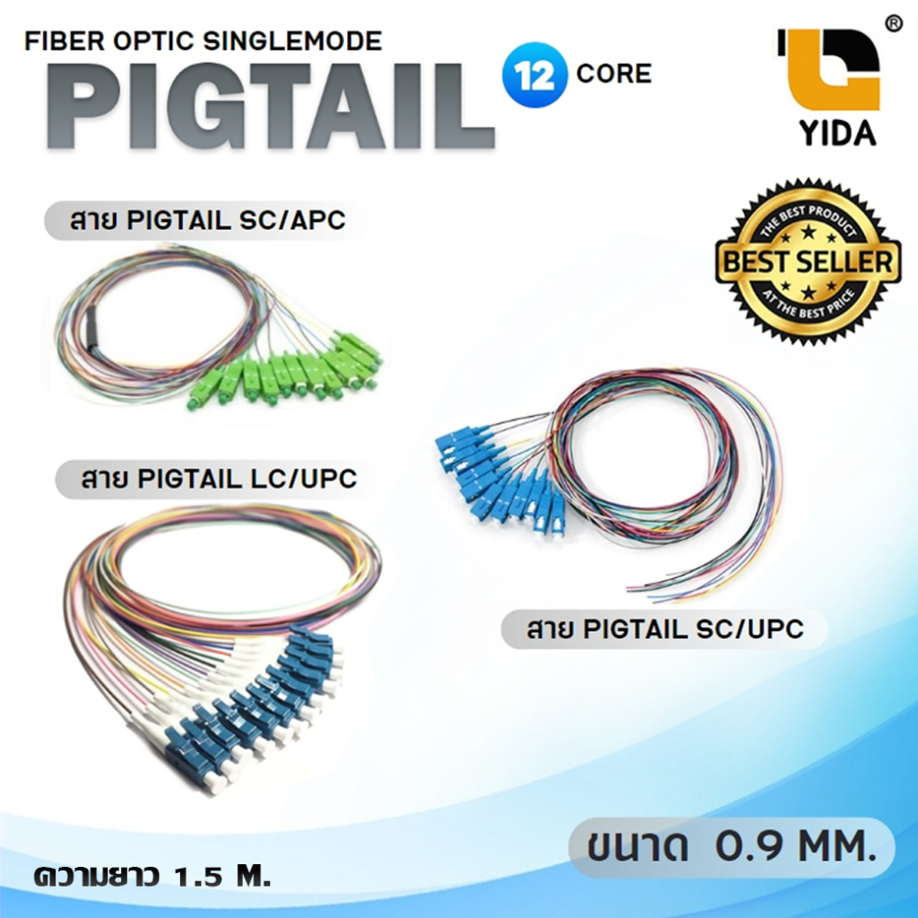 สาย pigtail SC/APC , SC/UPC , LC/UPC 12 core ขนาด 0.9 Fiber Optic ...