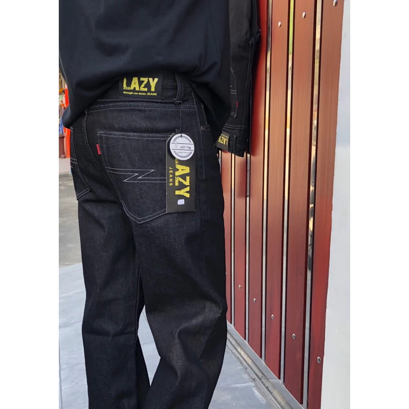 LAZY กางเกงยีนส์ 14Oz. ผ้าดิบ สีมิดไนท์ https://wayoza.com